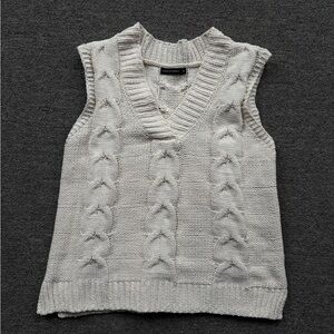 Women's Cream Cable Knit Sweater Vest